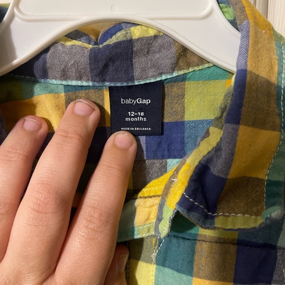 Baby Gap Short Or Long Sleeve Plaid Shirt Size 12-18 Months - Picture 4 of 6